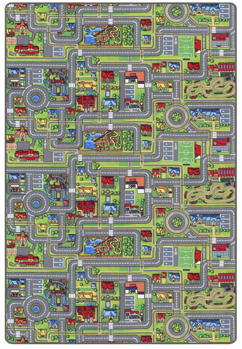 Primaflor-Ideen in Textil Kinderteppich "STREETS, Made in Belgium" rechteckig 5 mm Höhe Straßen-Spiel-Teppich, Straßenbreite ca. 9 cm, Kinderzimmer von Primaflor-Ideen In Textil