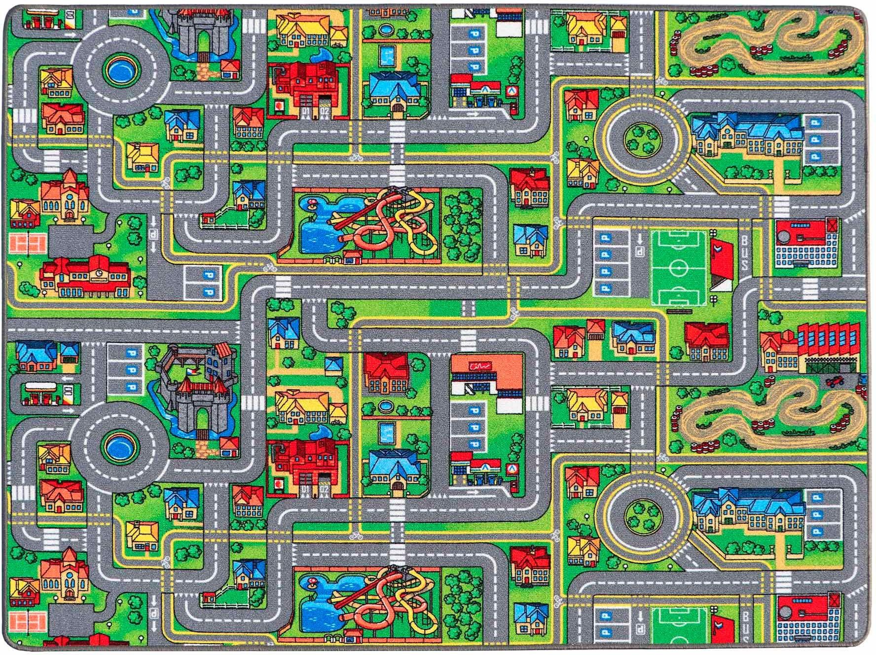 Primaflor-Ideen in Textil Kinderteppich "STREETS, Made in Belgium" rechteckig 5 mm Höhe Straßen-Spiel-Teppich, Straßenbreite ca. 9 cm, Kinderzimmer von Primaflor-Ideen In Textil