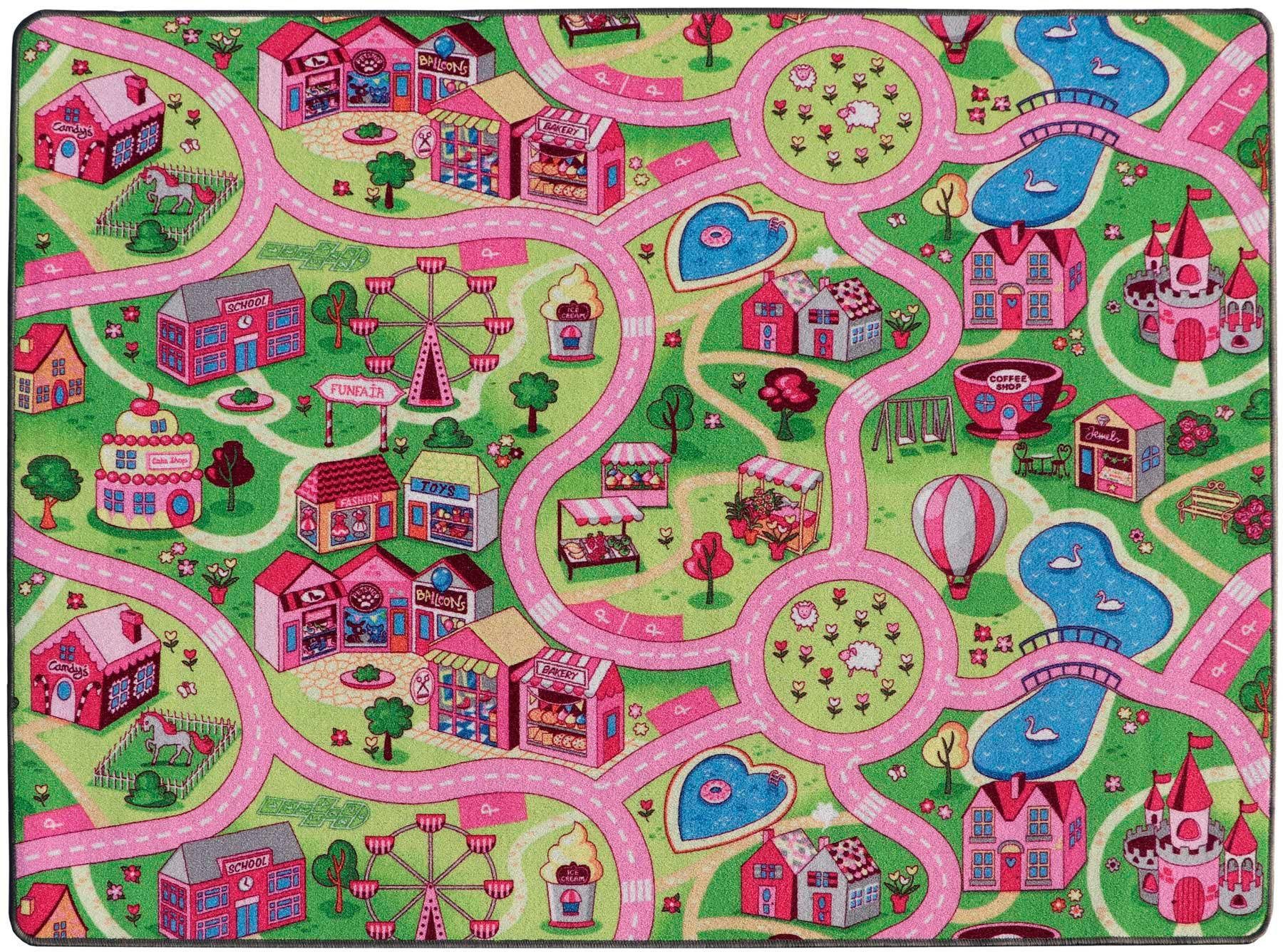 Primaflor-Ideen in Textil Kinderteppich "SWEET CITY, Made in Belgium", rechteckig, 5 mm Höhe, Straßen-Spiel-Teppich, Straßenbreite ca. 9 cm, Kinderzimmer von Primaflor-Ideen In Textil