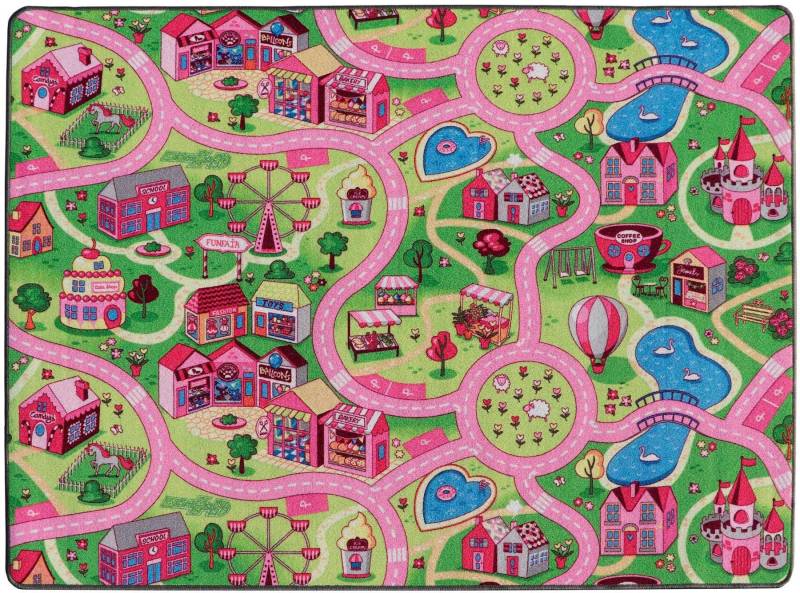 Primaflor-Ideen in Textil Kinderteppich "SWEET CITY, Made in Belgium" rechteckig 5 mm Höhe Straßen-Spiel-Teppich, Straßenbreite ca. 9 cm, Kinderzimmer von Primaflor-Ideen In Textil