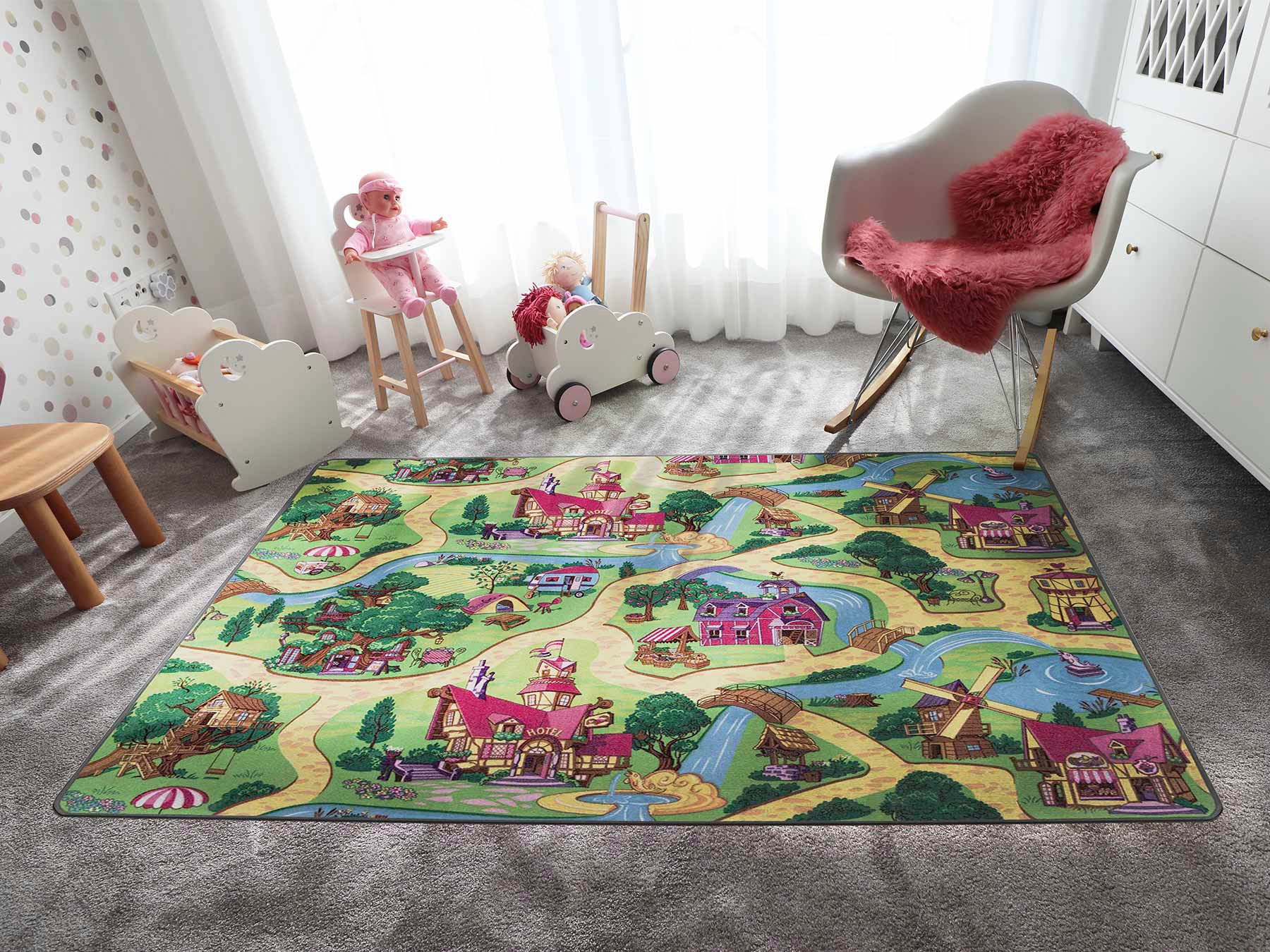 Primaflor-Ideen in Textil Kinderteppich "Spielteppich CANDY TOWN", rechteckig, 6,5 mm Höhe, Kurzflor, Straßen-Spiel-Teppich, Kinderzimmer von Primaflor-Ideen In Textil