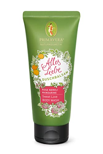 PRIMAVERA Alles Liebe Duschbalsam 200 ml – Geschenk für Frauen, Duschgel, Naturkosmetik – Rosen, Mandarinen Duft - reinigt sanft, rückfettend - vegan von Primavera