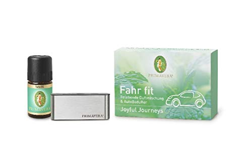 PRIMAVERA Fahr Fit Geschenkset - AutoBedufter und Duftmischung 5 ml - Grapefruit, Douglasfichte, Lemongras - Aromaöl, Raumspray, Aromatherapie - belebend von Primavera