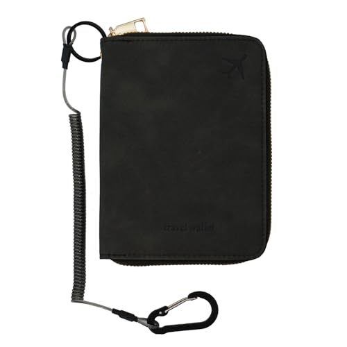 Reisepasshülle mit Haltegurt und Karabiner-Clip zur Verhinderung von Verlust und Diebstahl, RFID-Reisepasshülle für Reisen, Reisepasshülle, Brieftasche & Etui für Damen und Herren, Schwarz, Mit Reisepasshülle mit Haltegurt und Karabiner-Clip zur Verhinderung von Verlust und Diebstahl, RFID-Reisepasshülle für Reisen, Reisepasshülle, Brieftasche & Etui für Damen und Herren, Schwarz, Mit von Prime Comfort