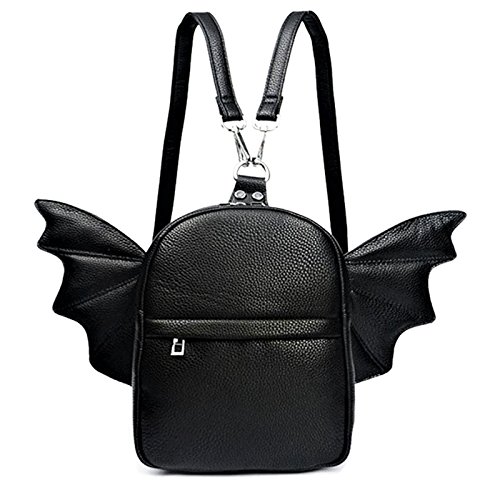 Damen Fashion Mini Rucksack Geldbörse | Abnehmbare Fledermaus Engel Flügel Schultertasche, Schwarz (schwarz), Einheitsgröße von Prime Original