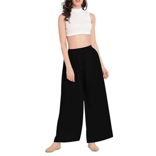 Prime fashions Damen Palazzo-Hose mit weitem Bein, Schwarz , 46-48 von Prime fashions