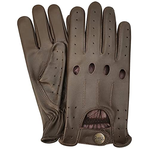 Prime 507 Echtleder-Handschuhe für Herren, qualitativ hochwertig, weich, ohne Futter, zum Autofahren, Retro-Stil, in 10 Farben erhältlich Gr. onesize, braun von Prime