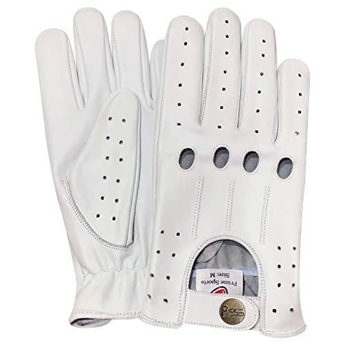 Prime 507 Echtleder-Handschuhe für Herren, qualitativ hochwertig, weich, ohne Futter, zum Autofahren, Retro-Stil, in 10 Farben erhältlich, Herren, weiß von PRIME