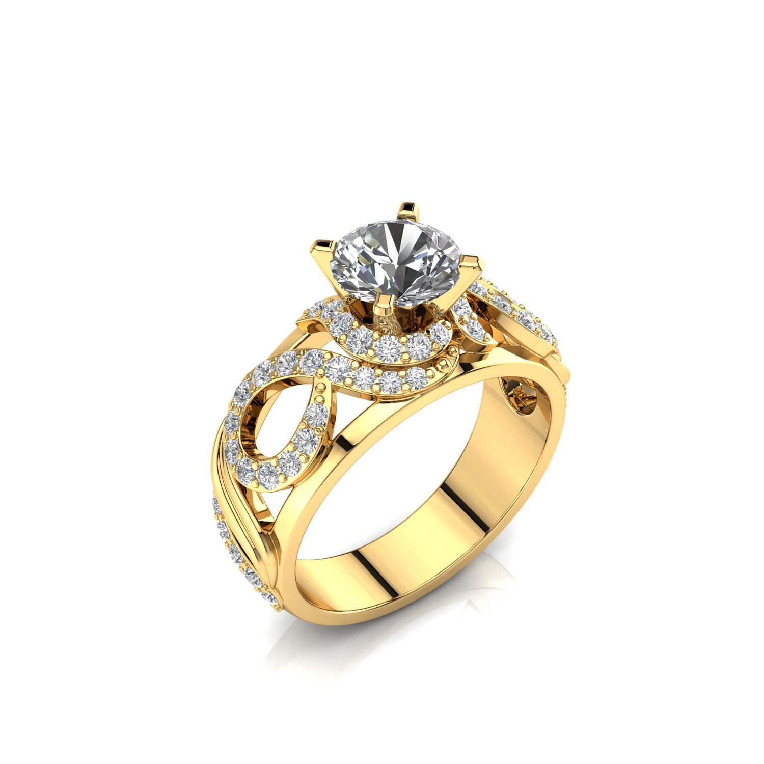 14K Gold 1Ct Moissanit Verlobungsring Art Deco Celtic Filigree von PrimeElement