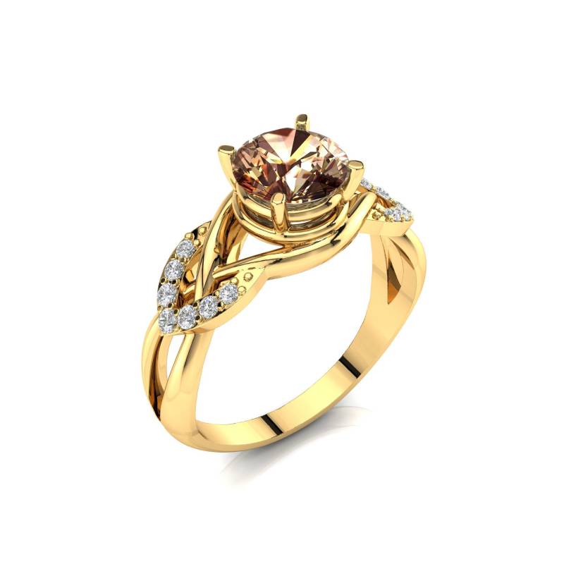 Art Deco 1Ct Morganit Verlobungsring 14K Gold Celtic Filigree von PrimeElement