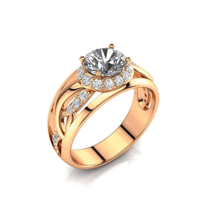 Art Deco Moissanit Verlobungsring 14K Rosegold Celtic Filigree von PrimeElement