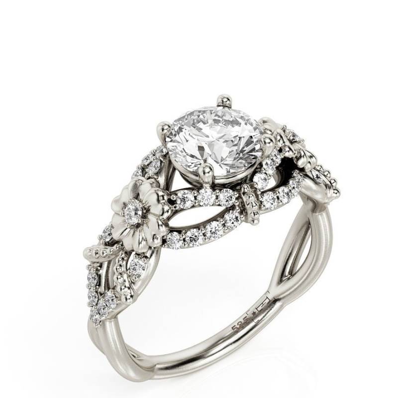 Blätter Und Blumen 14K Gold Moissanit Verlobungsring von PrimeElement