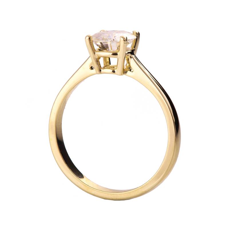 Handgefertigter 14K Gelbgold Moissanit Solitär Verlobungsring | 1.2Ct Handgefertigter 14K Gelbgold Moissanit Solitär Verlobungsring | 1.2Ct von PrimeElement