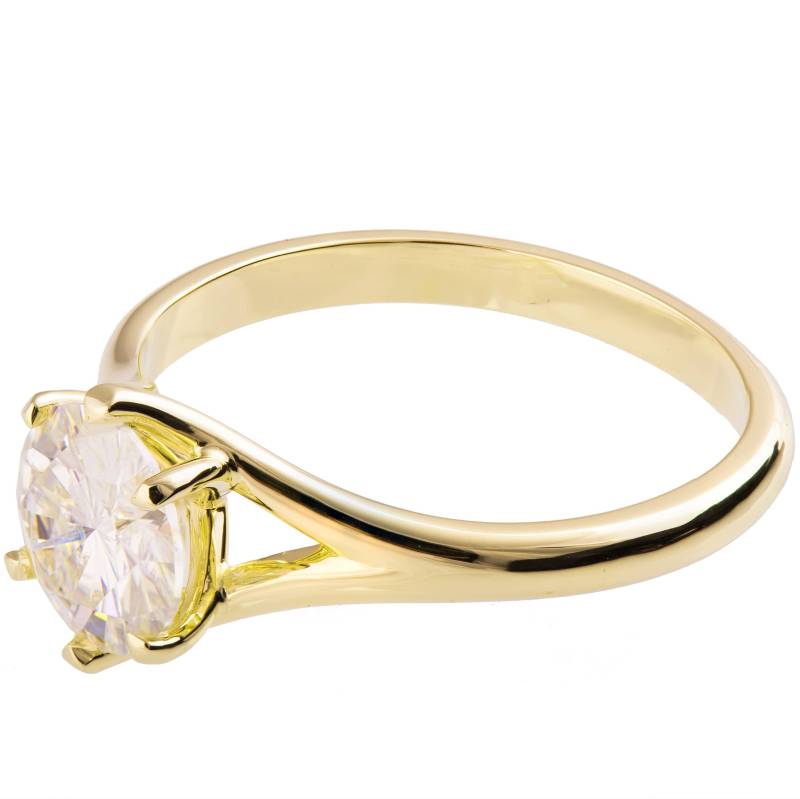 Handgemachter 14K Gelbgold Moissanit Solitär Verlobungsring | 1.5Ct von PrimeElement