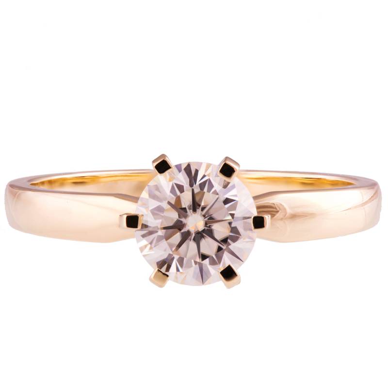 Handgemachter 14K Rose Gold Moissanit Solitär Verlobungsring | 1 Karat von PrimeElement