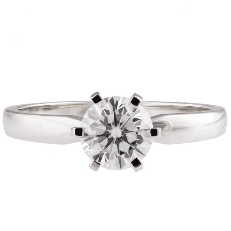 Handgemachter 14K Weißgold Moissanit Solitär Verlobungsring von PrimeElement
