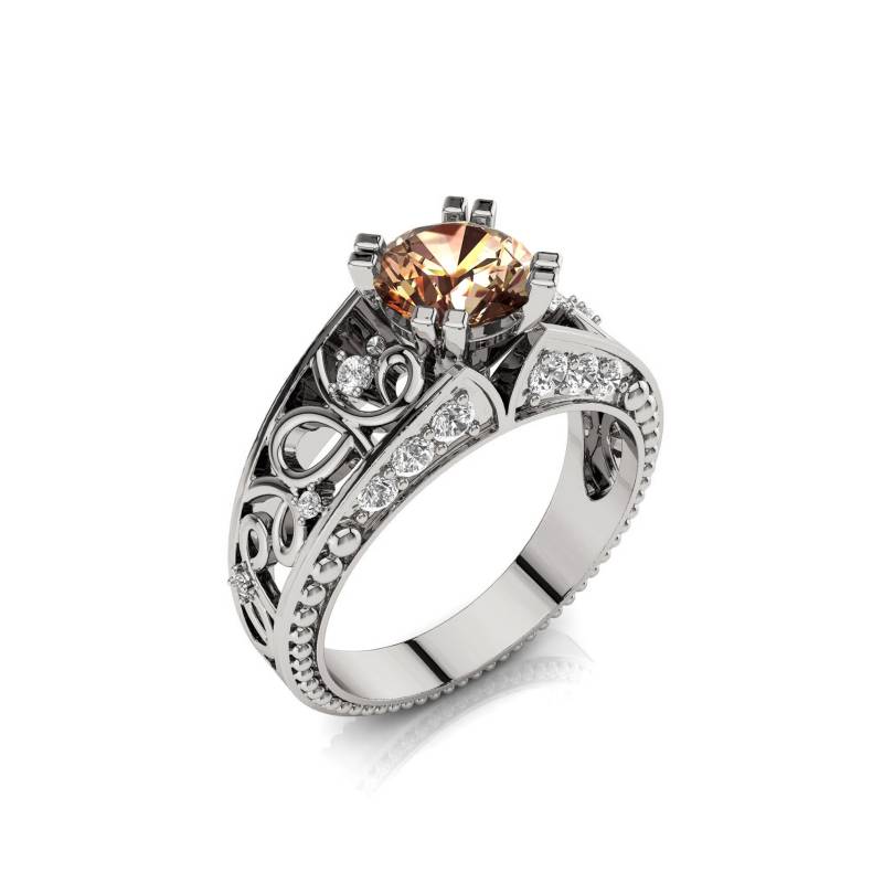 Morganit Art Deco 14K Gold Verlobungsring von PrimeElement