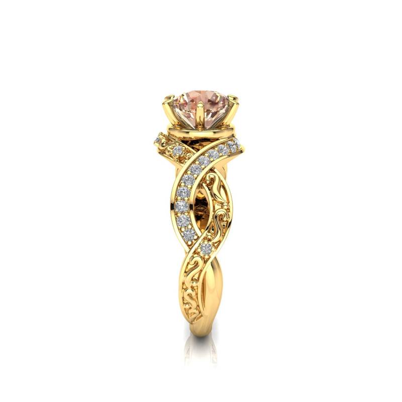 Morganit Verlobungsring 14K Gold Art Deco Filigraner Ring von PrimeElement