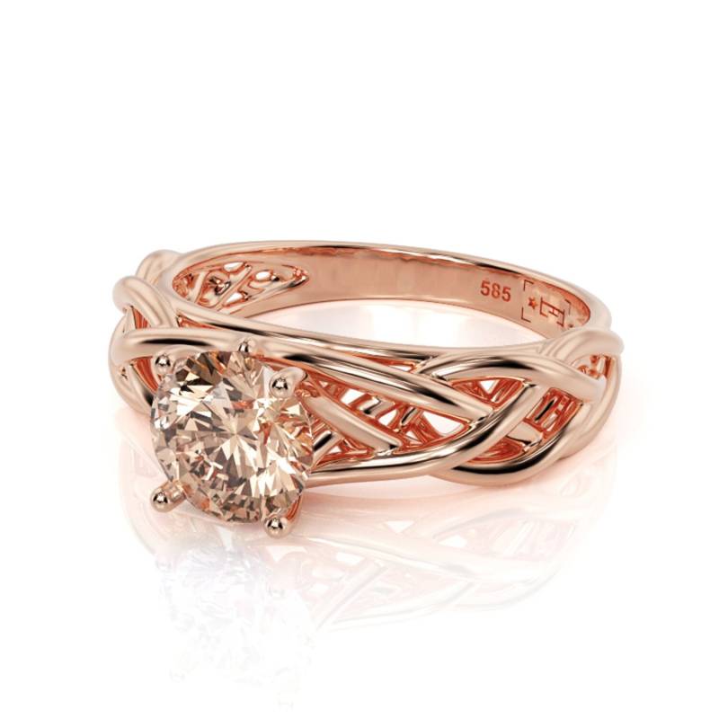 Morganit Verlobungsring 14K Rose Gold Celtic Braided Filigree von PrimeElement