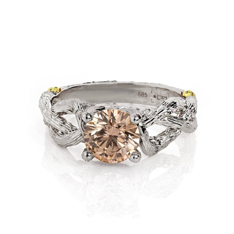 Morganit Zweig Verlobungsring 14K Rose & Gelbgold von PrimeElement