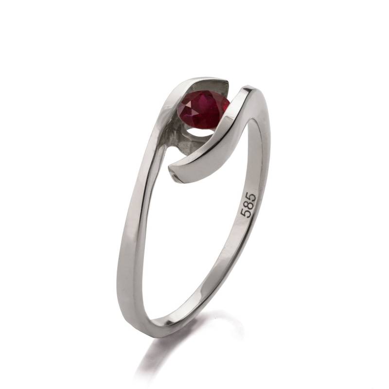 Rubinring, Ring Aus 14-Karätigem Gold, Weißgold, Ehering, Handgemachter Ring, Filigran, Jugendstil, Verlobungsring, Einfacher Antik von PrimeElement