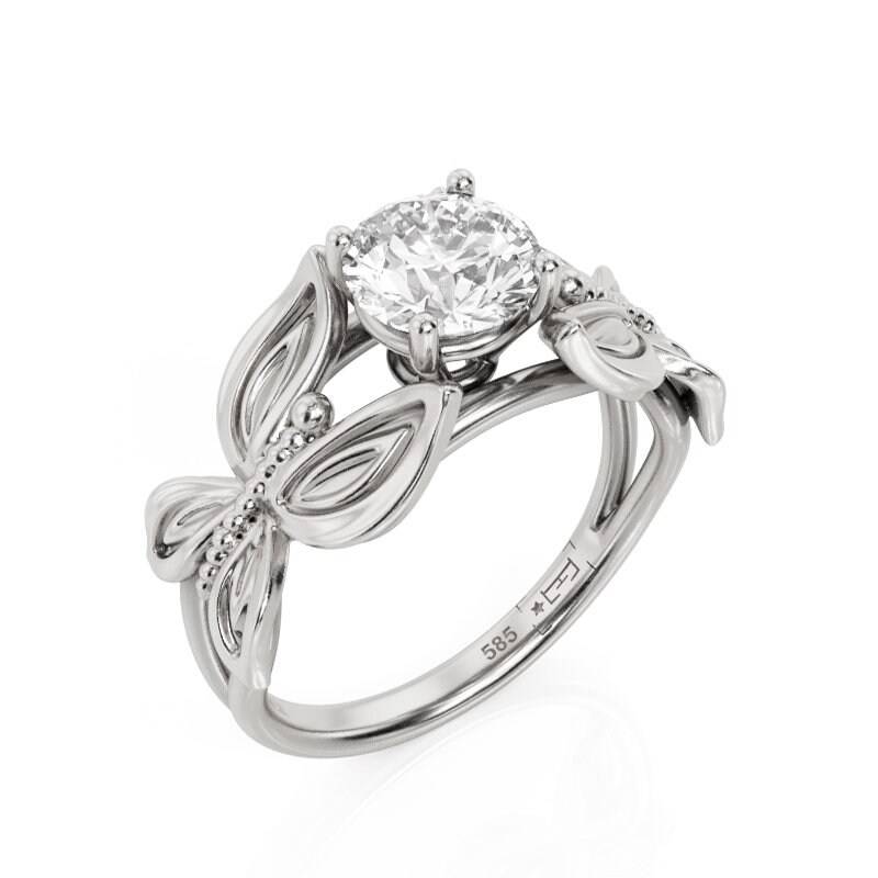 Schmetterling 14K Gold Moissanit Verlobungsring Filigranes Design Schmetterling 14K Gold Moissanit Verlobungsring Filigranes Design von PrimeElement
