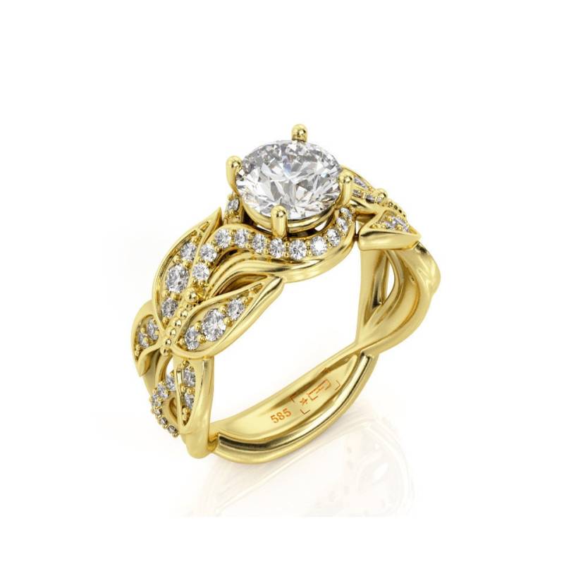 Schmetterling 1Ct Moissanit Verlobungsring 14K Gold Filligran von PrimeElement