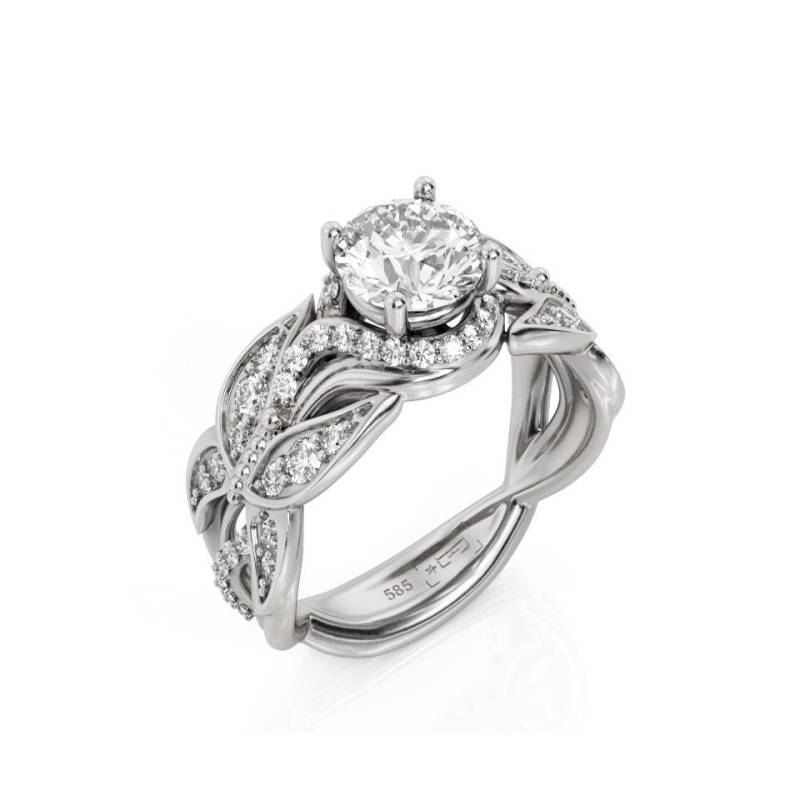 Schmetterling 1Ct Moissanit Verlobungsring 14K Weißgold Filigree von PrimeElement