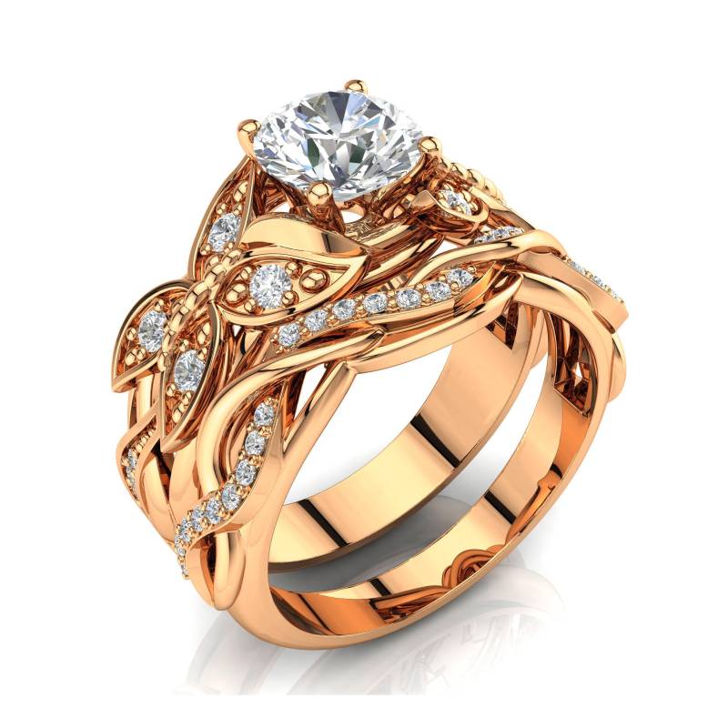 Schmetterling Moissanit Verlobungsring Set 14K Rose Gold Hochzeitsschmuck Schmetterling Moissanit Verlobungsring Set 14K Rose Gold Hochzeitsschmuck von PrimeElement