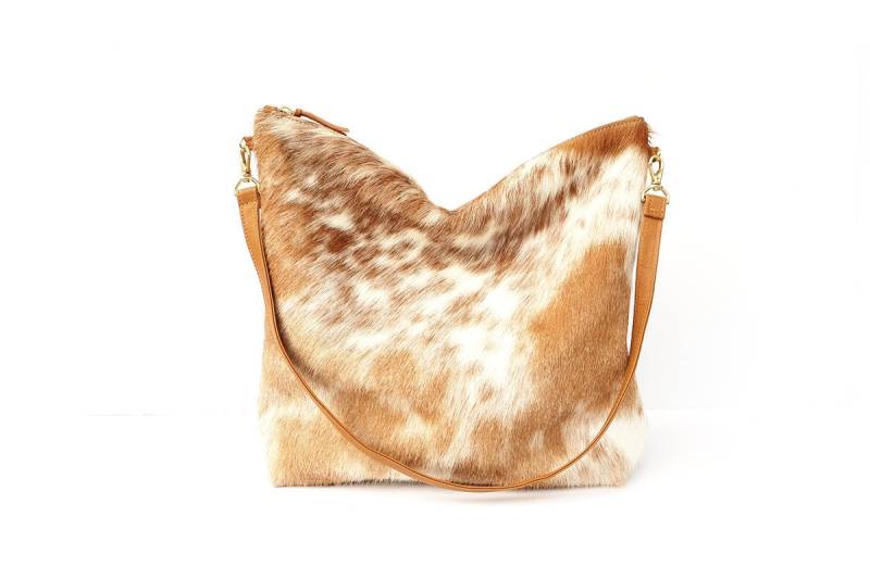 Hair On Hide Hobo Geldbörse - Karamell Gesprenkeltes Rindsleder | Tasche Utensilo von PrimecutBags