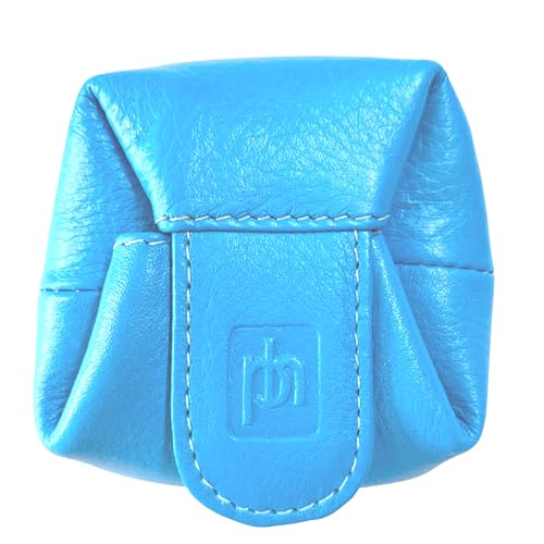 Primehide Geldbörse und Ohrhörertasche aus Leder, erweiterbares Design, 7 x 7 x 2 cm, mehrere Farben, Dunkles Himmelblau, Einheitsgröße, Zeitgenössisch von Prime Hide