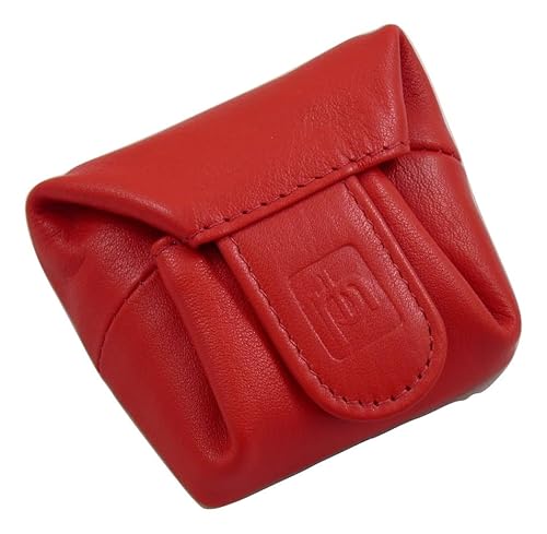 Primehide Geldbörse und Ohrhörertasche aus Leder, erweiterbares Design, 7 x 7 x 2 cm, mehrere Farben, rot, Einheitsgröße, Zeitgenössisch von Prime Hide
