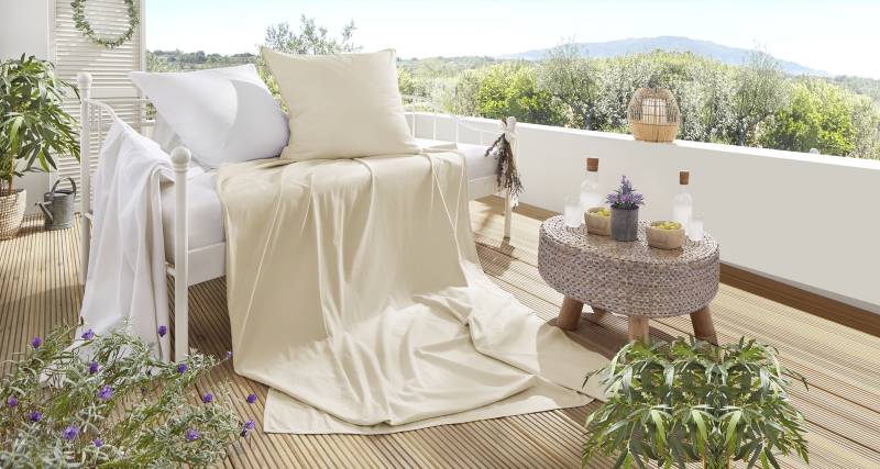 Primera Bettwäsche "Summer-Set Stone-Washed, Kissenbezug + Tuch" 2 Stk. tlg. die perfekte Lösung für heiße Nächte von Primera