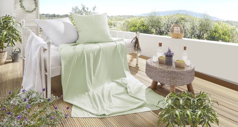 Primera Bettwäsche "Summer-Set Stone-Washed, Kissenbezug + Tuch" 2 Stk. tlg. die perfekte Lösung für heiße Nächte von Primera