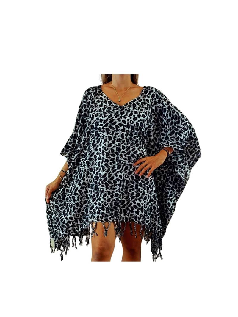 Animal Print Viskose Poncho V-Neck Kaftan Strand Cover Up von PrimitiveVibesHawaii