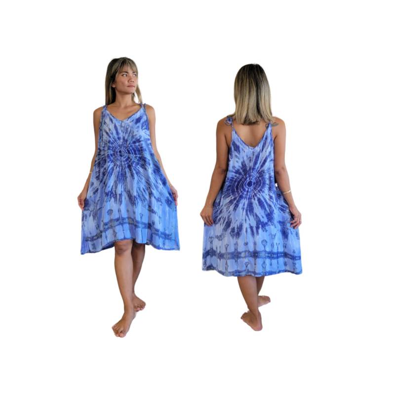 Kurzes Batik Kleid Mit Taschen Und Verstellbaren Schulterriemen Einheitsgröße S-xl von PrimitiveVibesHawaii