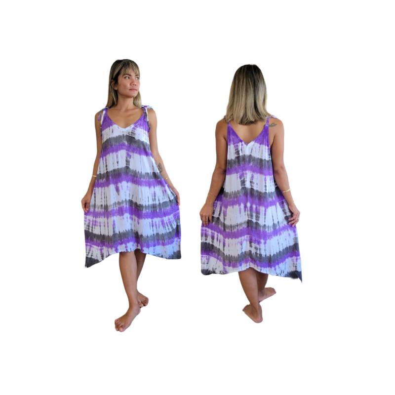 Boho Tie Dye Midi Kleid Mit Taschen Und Verstellbarer Schulter String One Size Passt S-xl von PrimitiveVibesHawaii