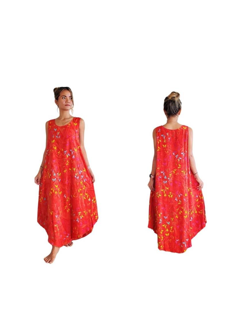 Langes Batik Sommerkleid Mit Taschen Einheitsgröße Passt S-xl von PrimitiveVibesHawaii