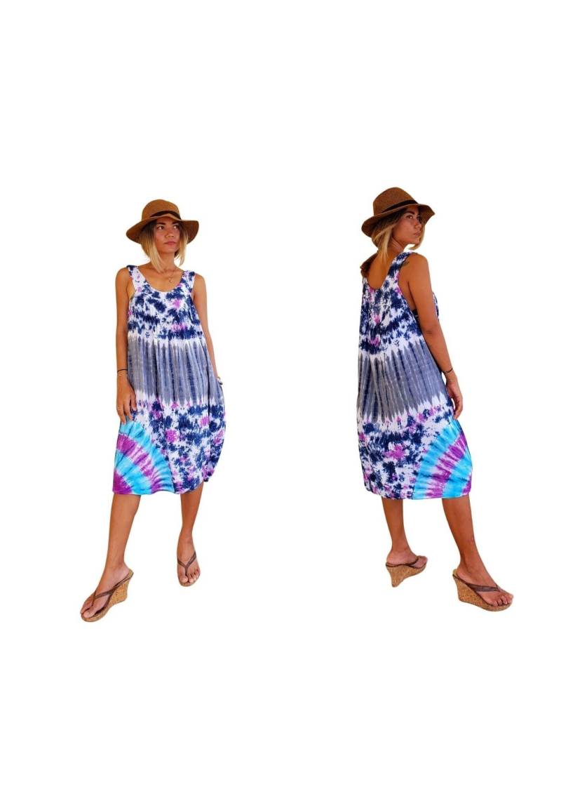 Tie Dye Boho Regenschirm Sommerkleid Mit Taschen Strand Abdeckung One Size Passt S-xl von PrimitiveVibesHawaii