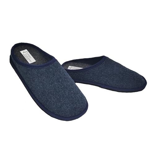 Ausgezeichnete geschlossene Hausschuhe für Herren, Winterpantoffeln für Zuhause, Slippers aus Wolle, rutschfester Filzboden, Einlegesohle aus Memoryschaum, herausnehmbares Fußbett, 100% Made in Italy, von Primo Calzature