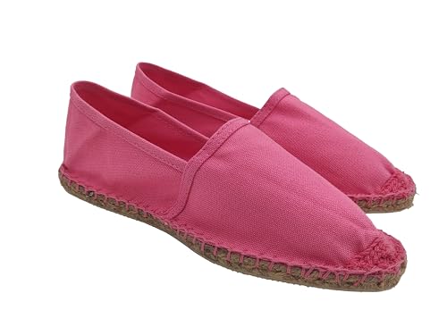 Espadrilles Herren und Damen aus Canvas, Sommerschuhe Slip On, klassische flache Espadrilles Unterseite aus Gummi, Rosa, 37 EU von Primo Calzature