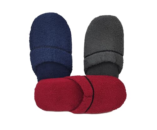 Hausschuhe Herren Frottierslipper, Waschbar Gäste Pantoffeln Made in Italy, Einheitsgröße 41-45 (3 Paar Herren-Set RGB, EU Schuhgrößensystem, Erwachsene, Herren, Alphanumerisch, M, Einheitsgröße) von Primo Calzature