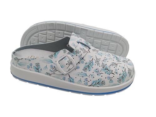 Primo Calzature Clogs für Damen für zu Hause und Arbeit, geschlossene und bequeme Gesundheitsschuhe mit herausnehmbarem Fußbett, Blühend Hellblau, 36 EU Primo Calzature Clogs für Damen für zu Hause und Arbeit, geschlossene und bequeme Gesundheitsschuhe mit herausnehmbarem Fußbett, Blühend Hellblau, 36 EU von Primo Calzature