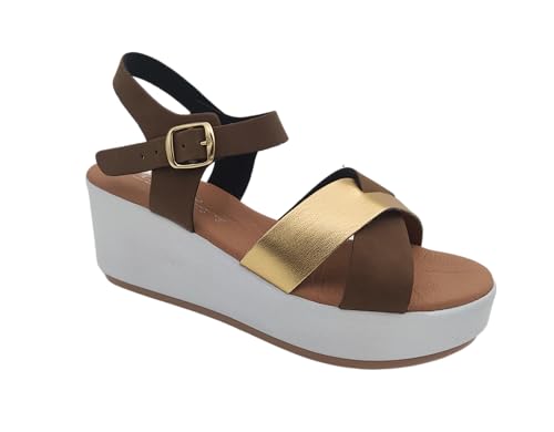 Primo Calzature Sehr bequeme Sommersandalen für Damen mit Keilabsatz, Sommerschuhe und elegant, Sandalen aus Leder, bequem und hoch, 100 % Made in Italy, braun, 38 EU Primo Calzature Sehr bequeme Sommersandalen für Damen mit Keilabsatz, Sommerschuhe und elegant, Sandalen aus Leder, bequem und hoch, 100 % Made in Italy, braun, 38 EU von Primo Calzature
