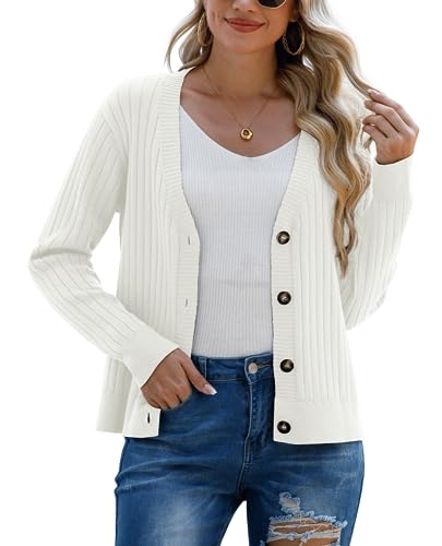 PrinStory Damen Langarm Kurz Strickjacken Für Damen Weiche Strickjacken Mit Offener Vorderseite Gestrickt Outwear (Beige, XXL) von PrinStory