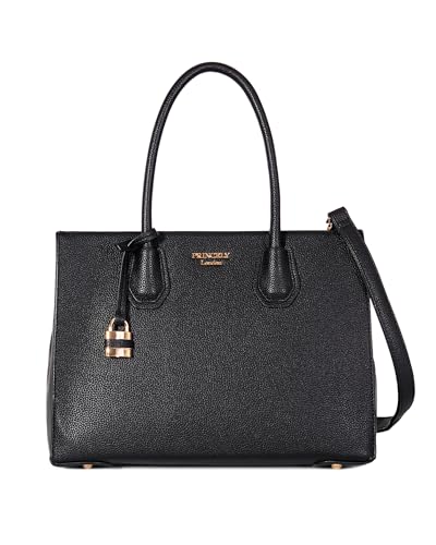 Princely London Handtasche Julia - Elegante Handtasche & Umhängetasche Damen - Tragbar als Crossbody Bag mit Reißverschluss & Innenfächern - Schwarz von Princely London