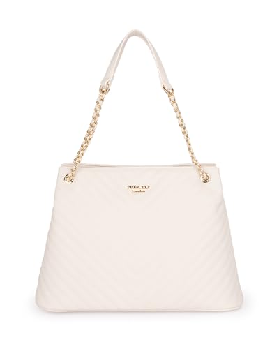 Princely London Handtasche Nina - Stylische Schultertasche Damen - Geräumige Handtasche mit Reißverschluss & Innenfächern - Offwhite von Princely London