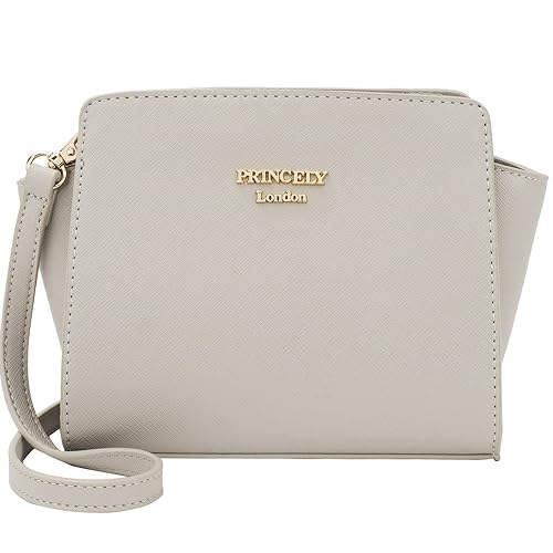 Princely London Schultertasche Katy Small Kreidegrau – Kompakte, Stilvolle Umhängetasche aus Hochwertigem Veganem Leder für Damen von Princely London