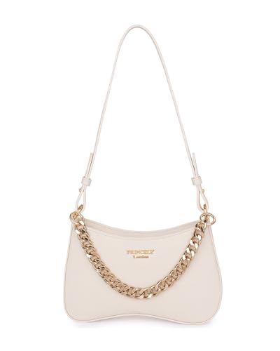 Princely London Schultertasche Nelly - Stylische Handtasche Damen - Elegante Tasche mit Reißverschluss & Innenfach - Offwhite von Princely London