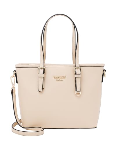 Princely London Shopper Beverly Large - Stylische Handtasche Damen - Geräumige Shopper-Tasche mit Reißverschluss & Innenfächern - Nude von Princely London